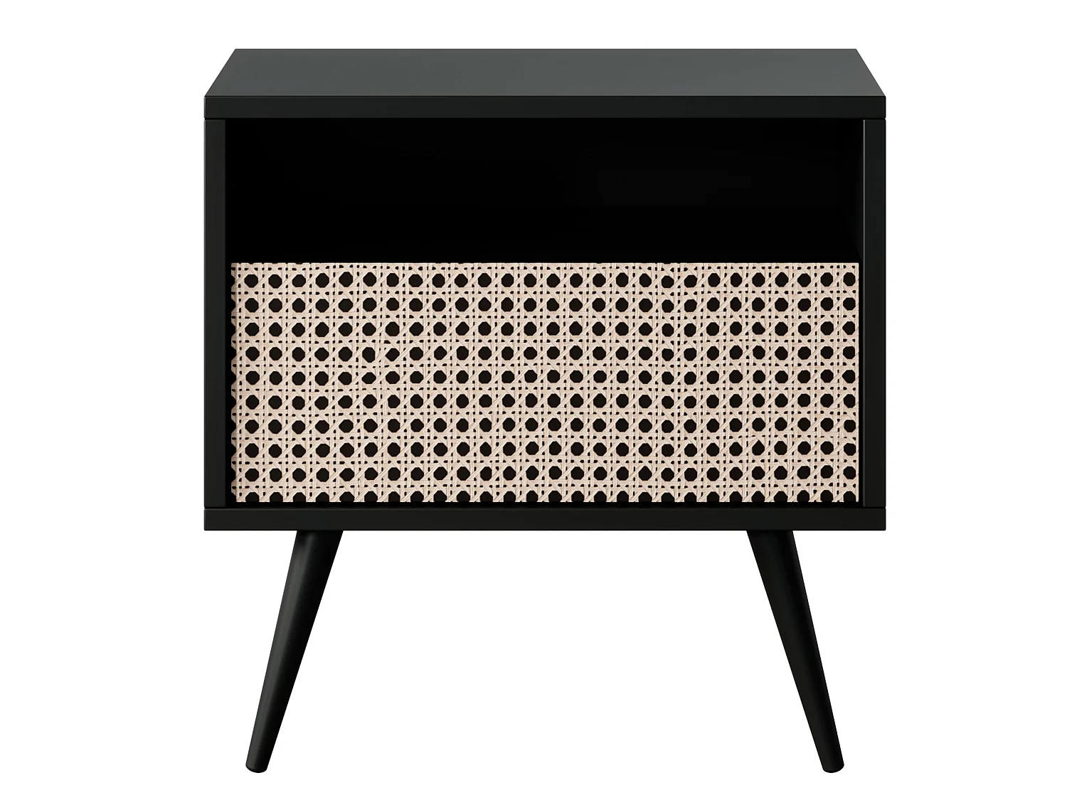 Comodino con cassetto Intreccio viennese su gambe nere - Bello