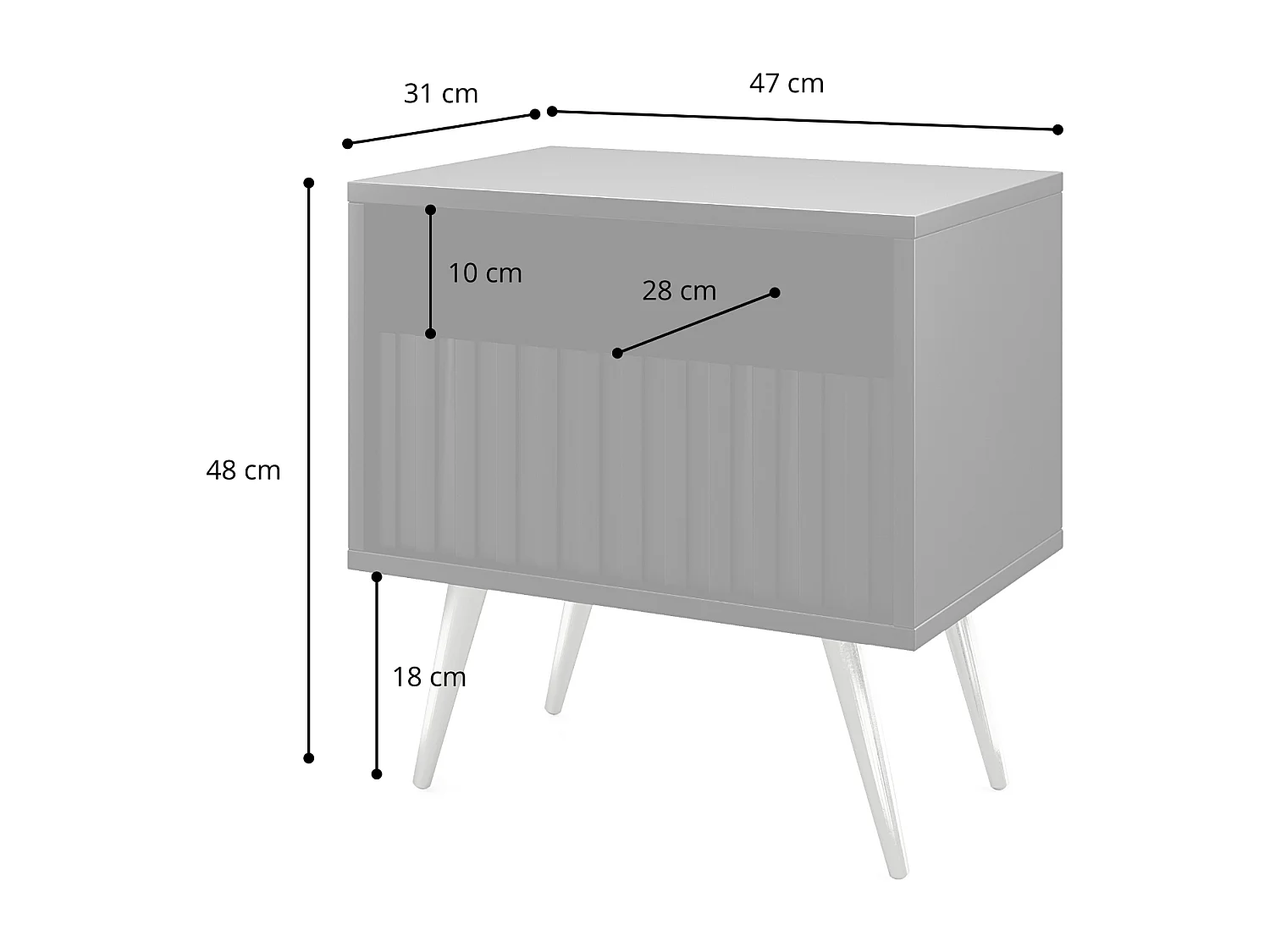Comodino con cassetto Intreccio viennese su gambe nere - Bello