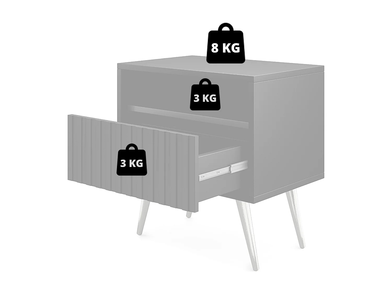 Nachttisch mit Schublade - Wiener Flechtmuster, schwarze Beine - Bello