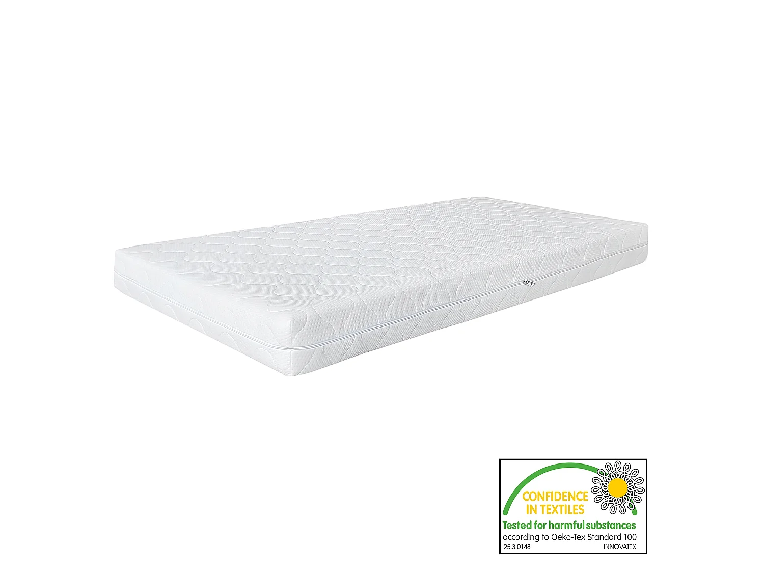 Lit d'enfants simple en bois de pin blanc sommier à lattes + matelas 90x200 cm