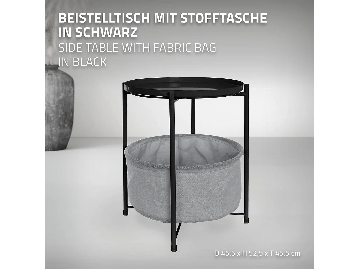 Table d'appoint avec panier de rangement table basse decoration pour salon noir