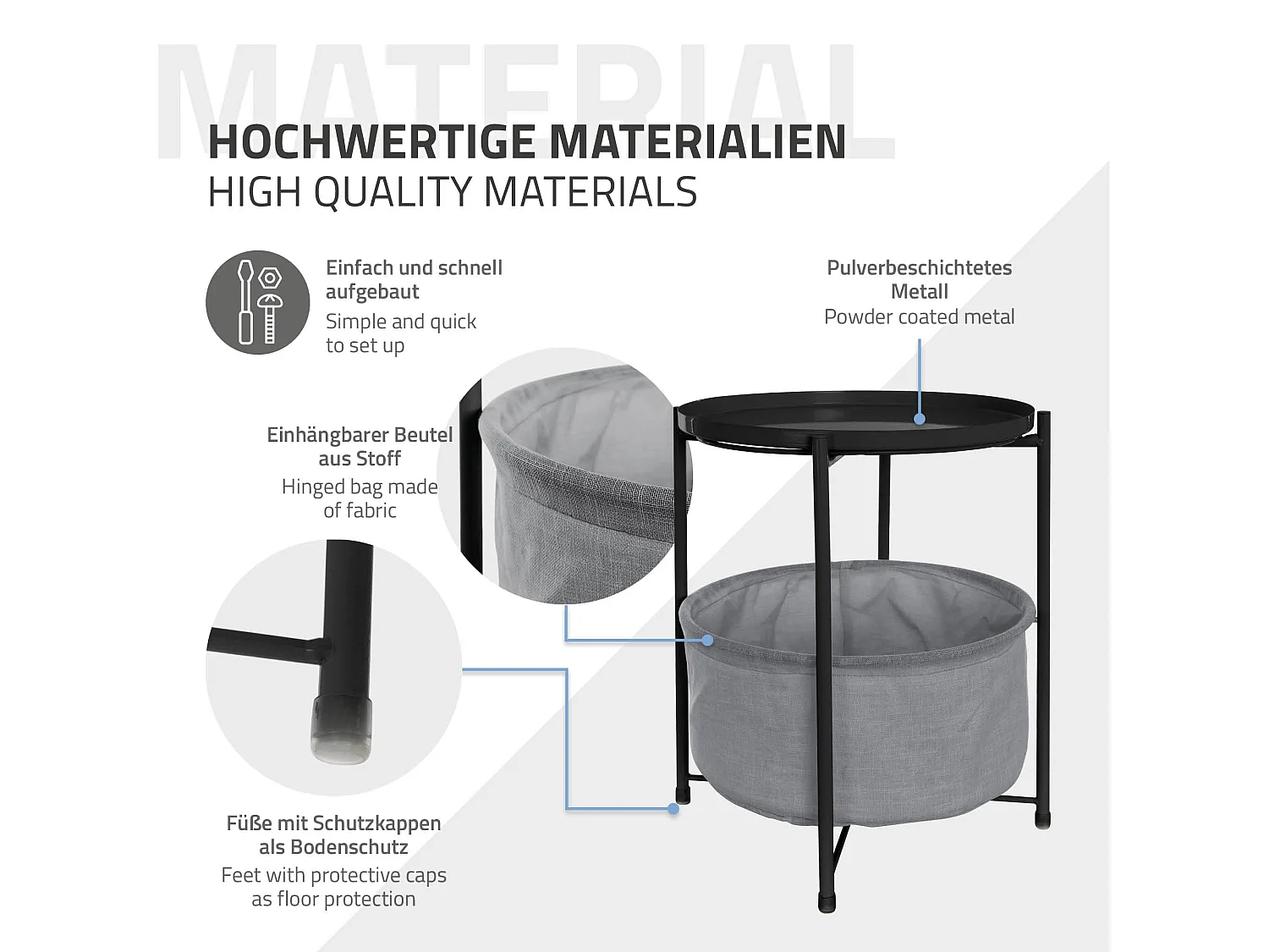 Table d'appoint avec panier de rangement table basse decoration pour salon noir