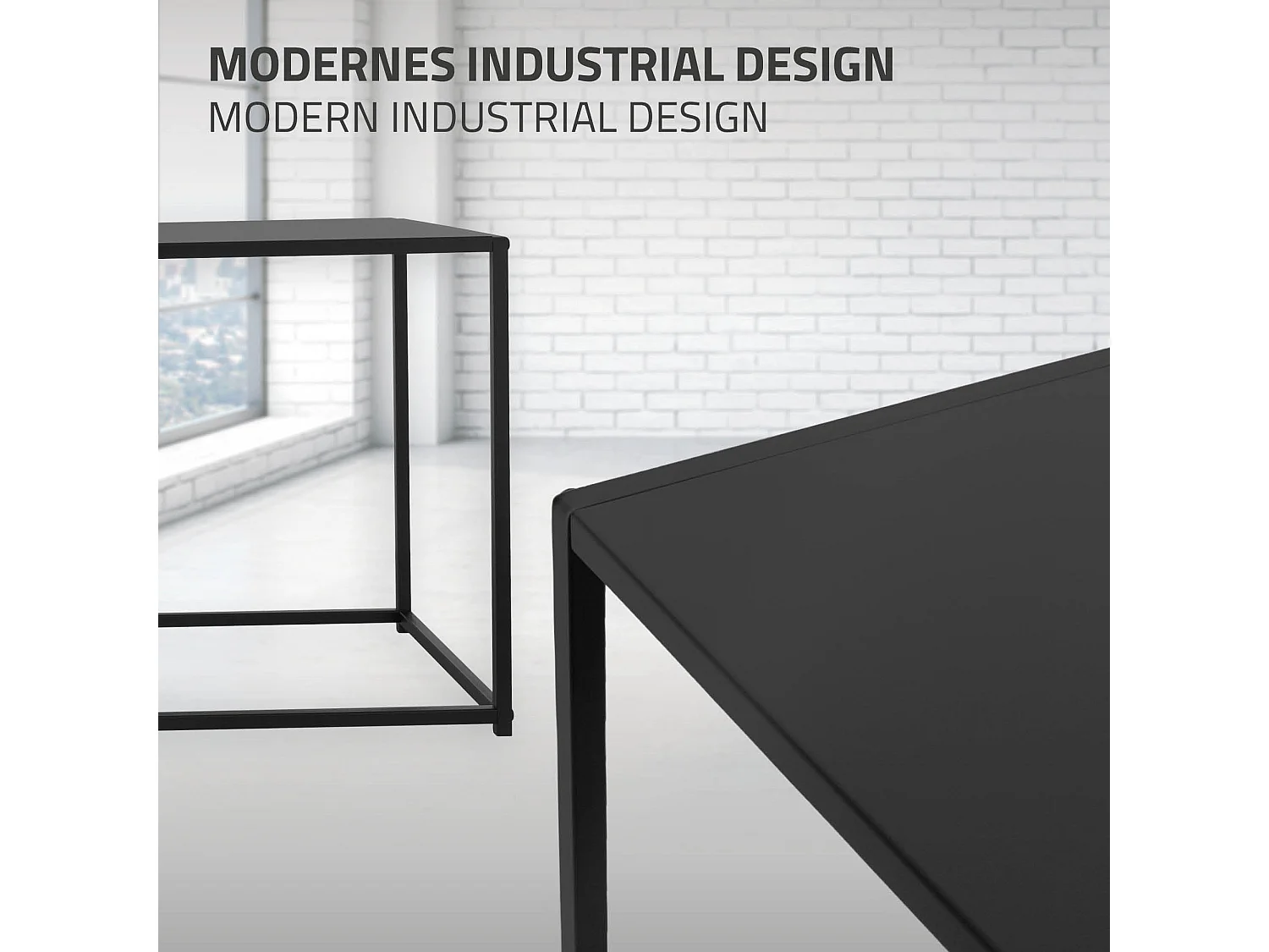 Table console noir mat table d'appoint en métal de couloir/salon 110x40x50,5 cm