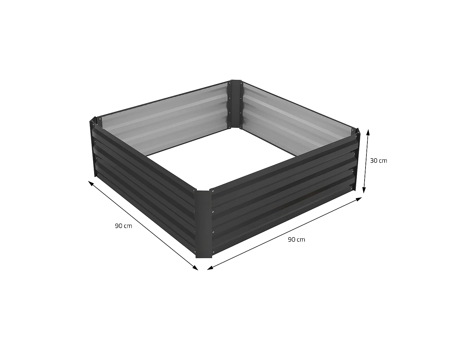 Lit de jardin surélevé bac à plantes/fleurs/légumes jardinière métal 90x90x30 cm
