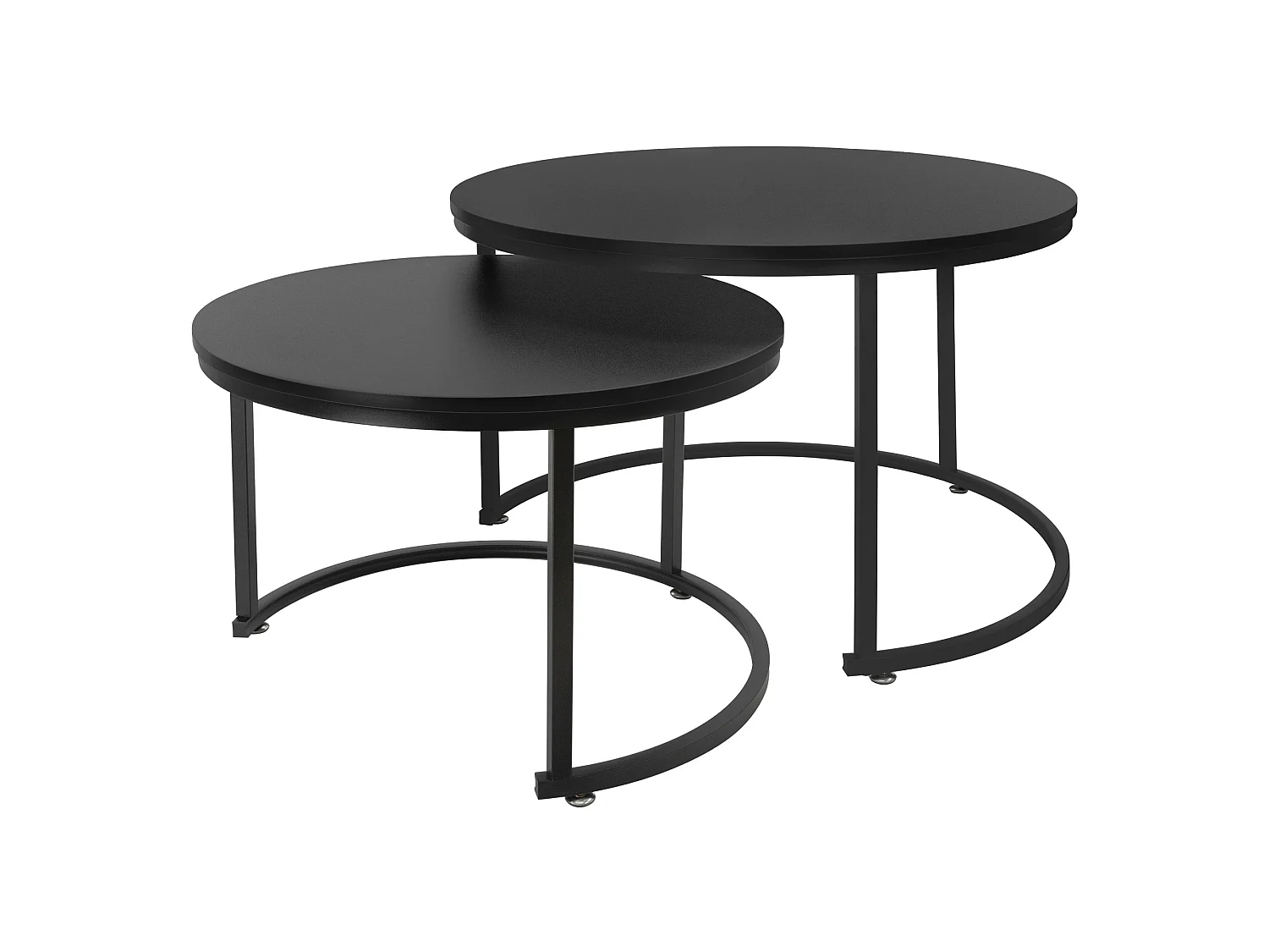 Set di 2 Tavolini da caffè salotto impilabili moderni neri Ø 74x48 / Ø 59x40 cm