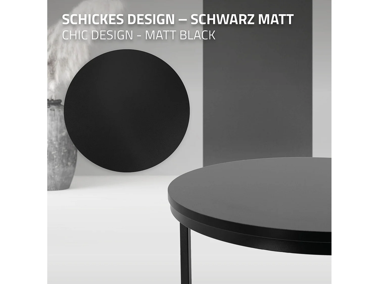 Set di 2 Tavolini da caffè salotto impilabili moderni neri Ø 74x48 / Ø 59x40 cm