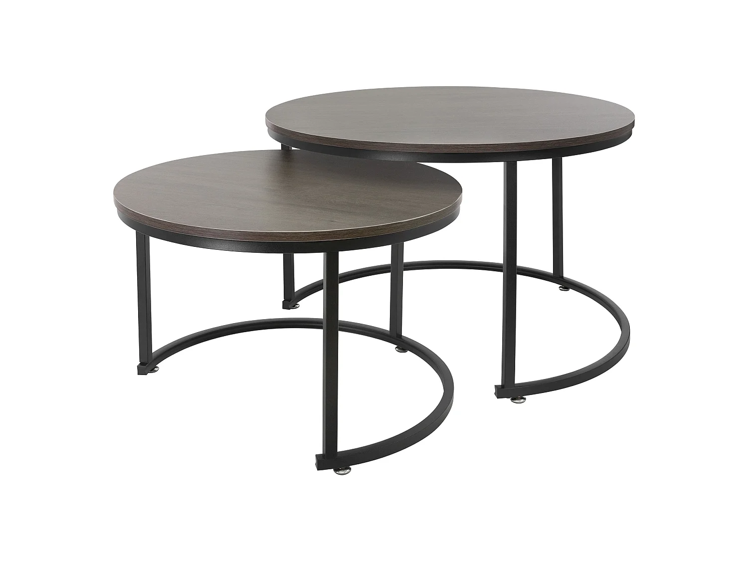 Set 2 tables d'appoint de salon tables gigognes en MDF noir Ø 74x48/Ø 59x40 cm