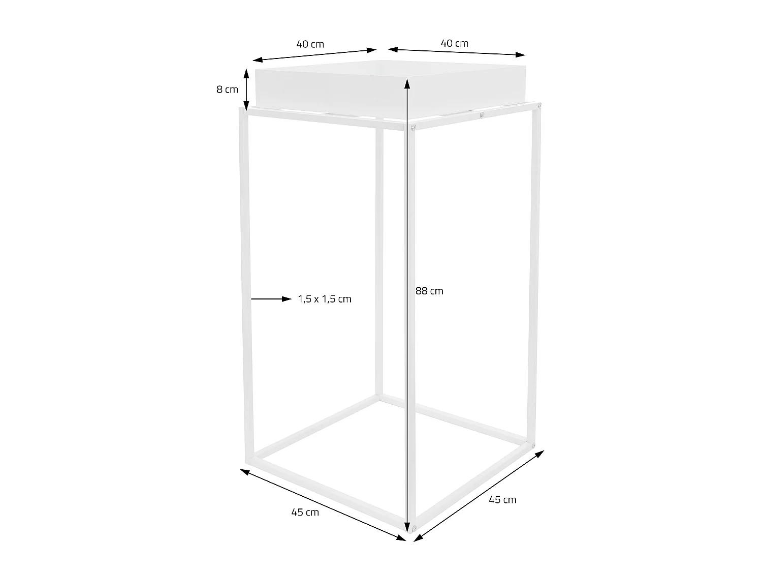 Soportes de metal para plantas blanco jardinera macetero decorativo 88 x 45 cm