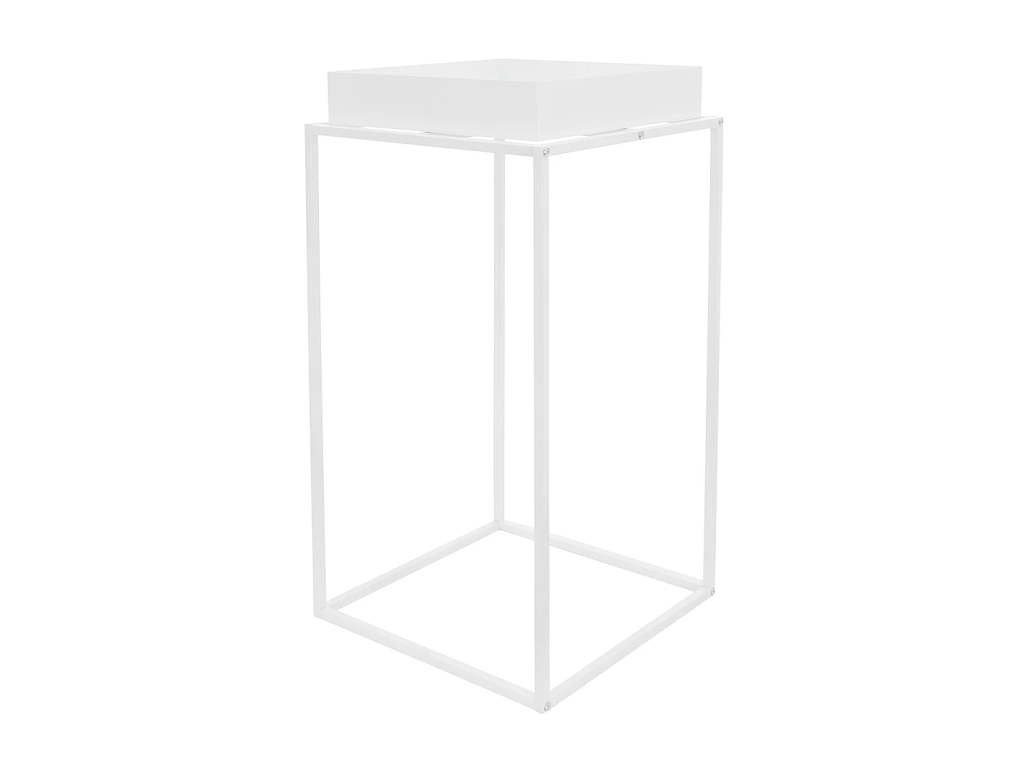 Support de plantes/fleurs métal blanc porte-fleurs stable avec bac 45x45x88 cm