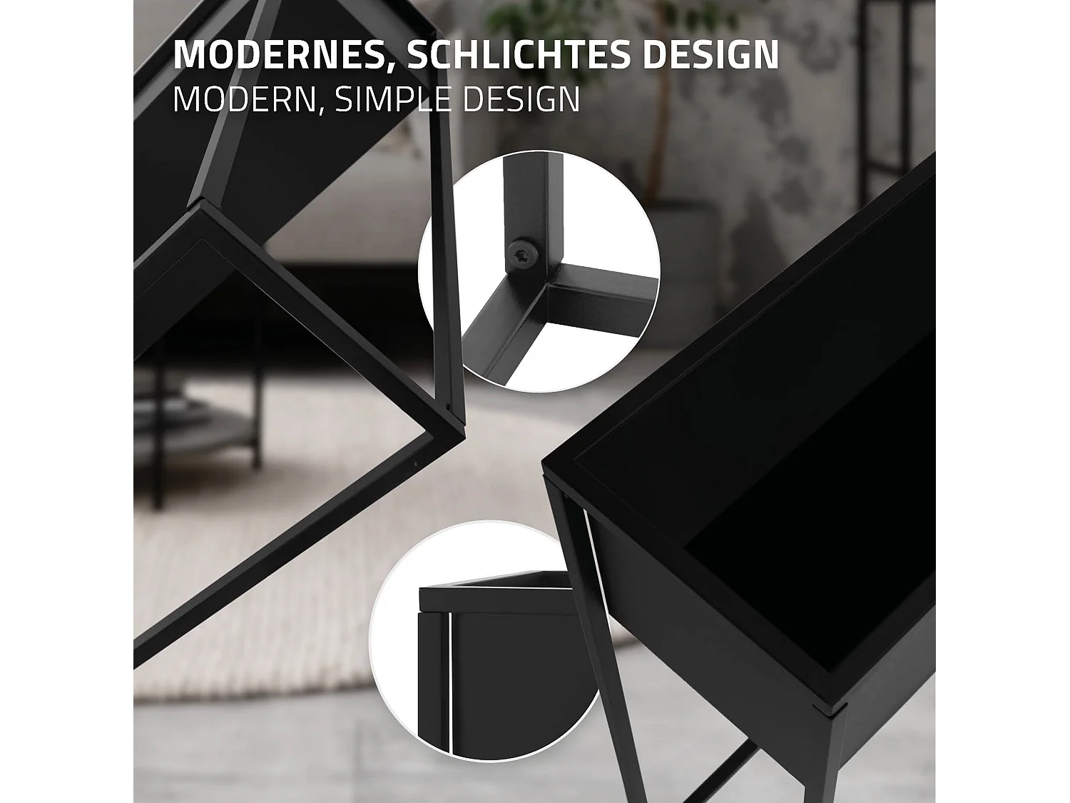 Supporto per piante fiori in metallo nero moderno da interno/esterno 60x25x78 cm