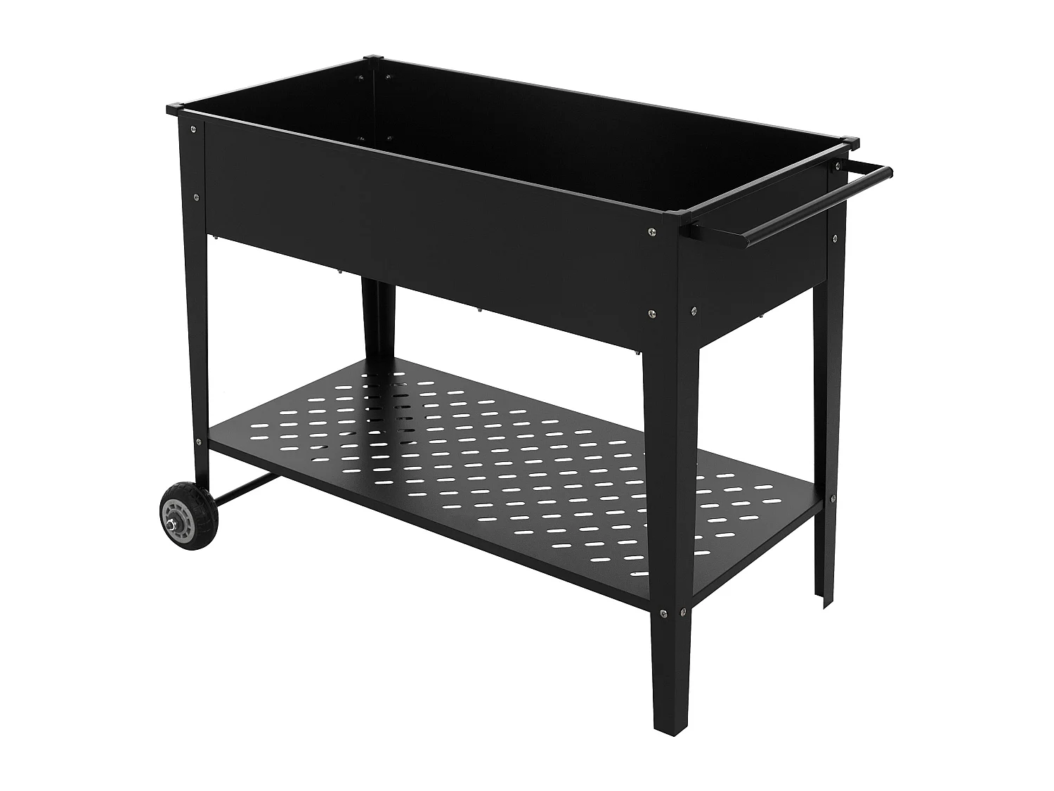 Jardinière surélevée mobile acier noir 98x50x79,5 cm bac à plantes sur roulettes