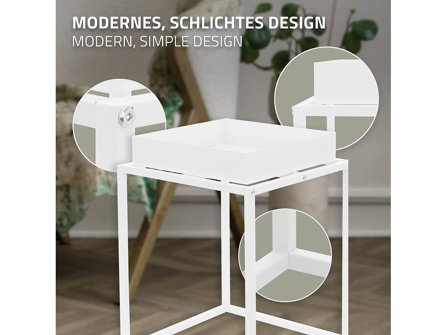 Soportes de metal para plantas blanco jardinera macetero decorativo 46 x 35 cm