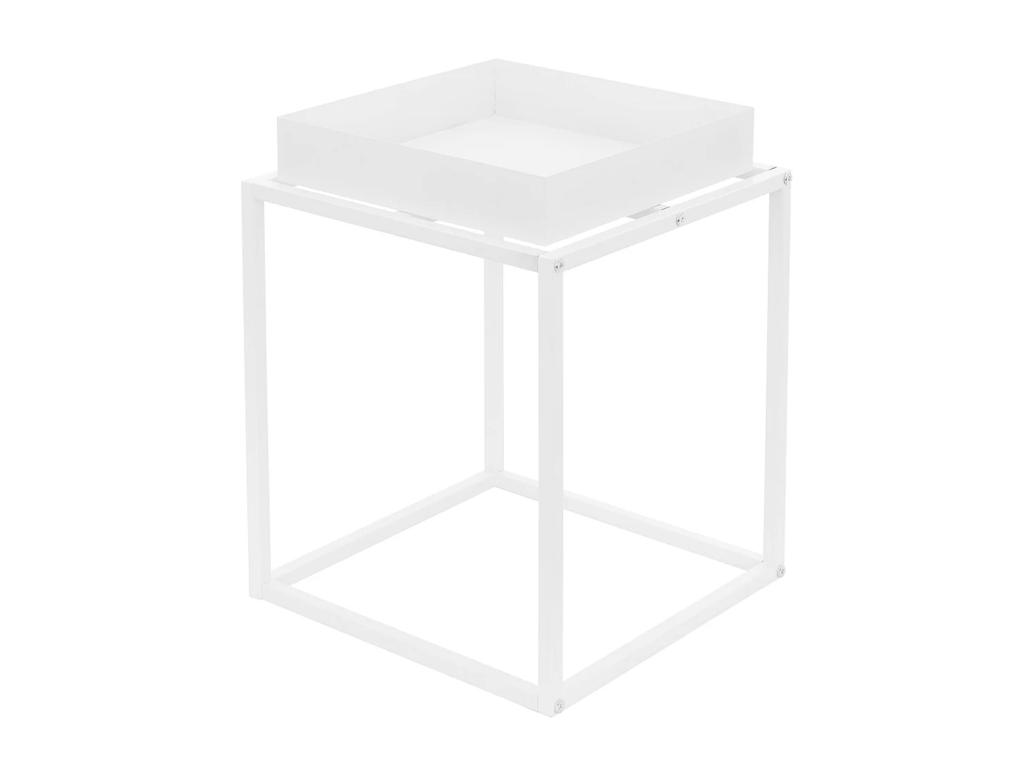 Support de plantes/fleurs métal blanc porte-fleurs stable avec bac 35x35x46 cm