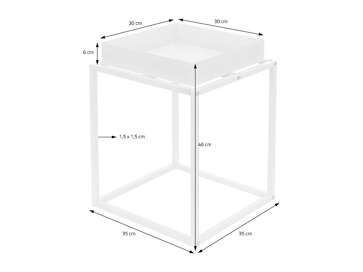 Support de plantes/fleurs métal blanc porte-fleurs stable avec bac 35x35x46 cm