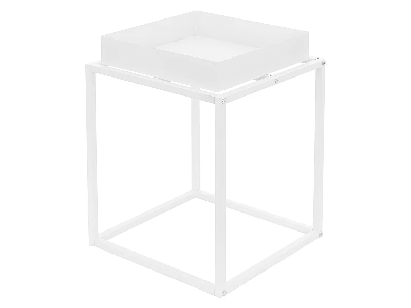 Support de plantes/fleurs métal blanc porte-fleurs stable avec bac 35x35x46 cm