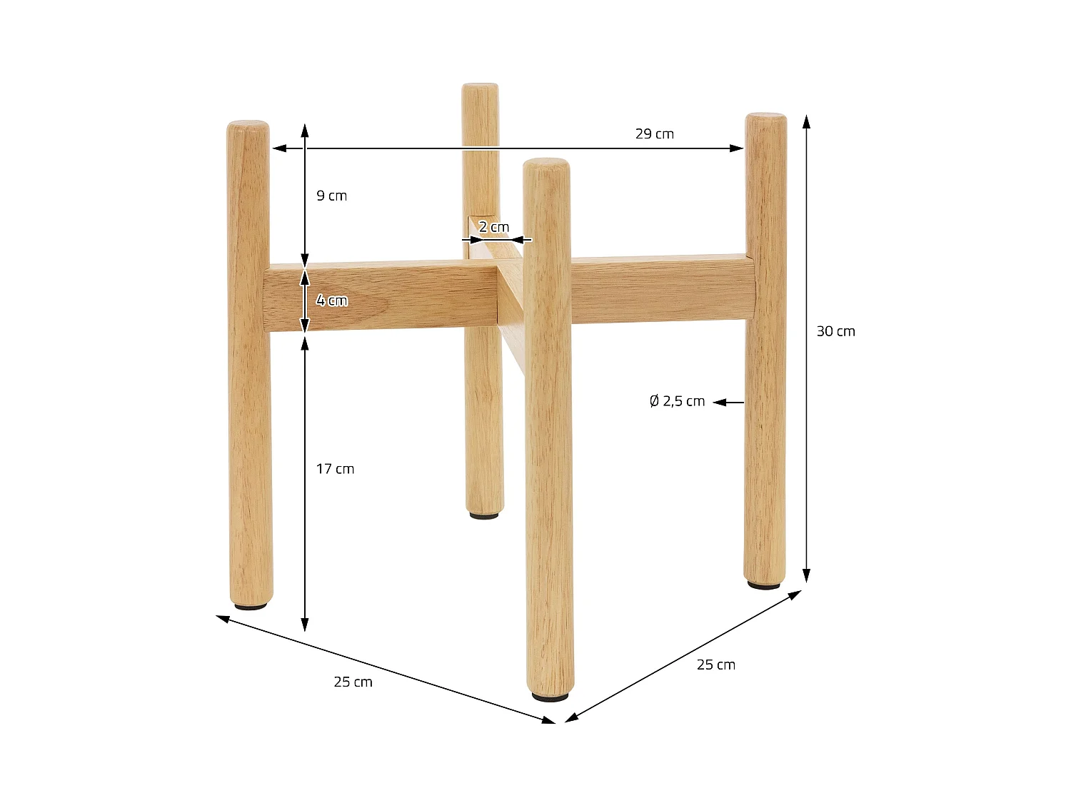 Soporte para macetas de hasta 29 cm macetero de pie marrón de madera 30 x 25 cm