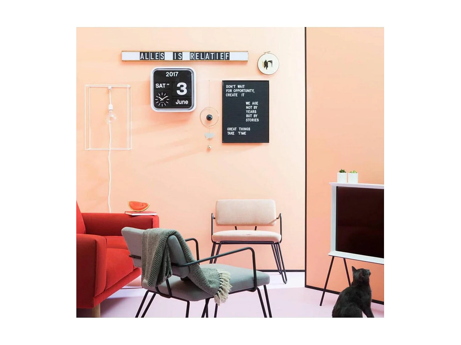 Horloge vintage Big Flip 43 cm Blanc