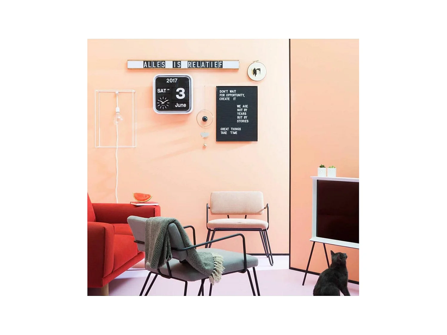 Zegar ścienny Big Flip - Biały