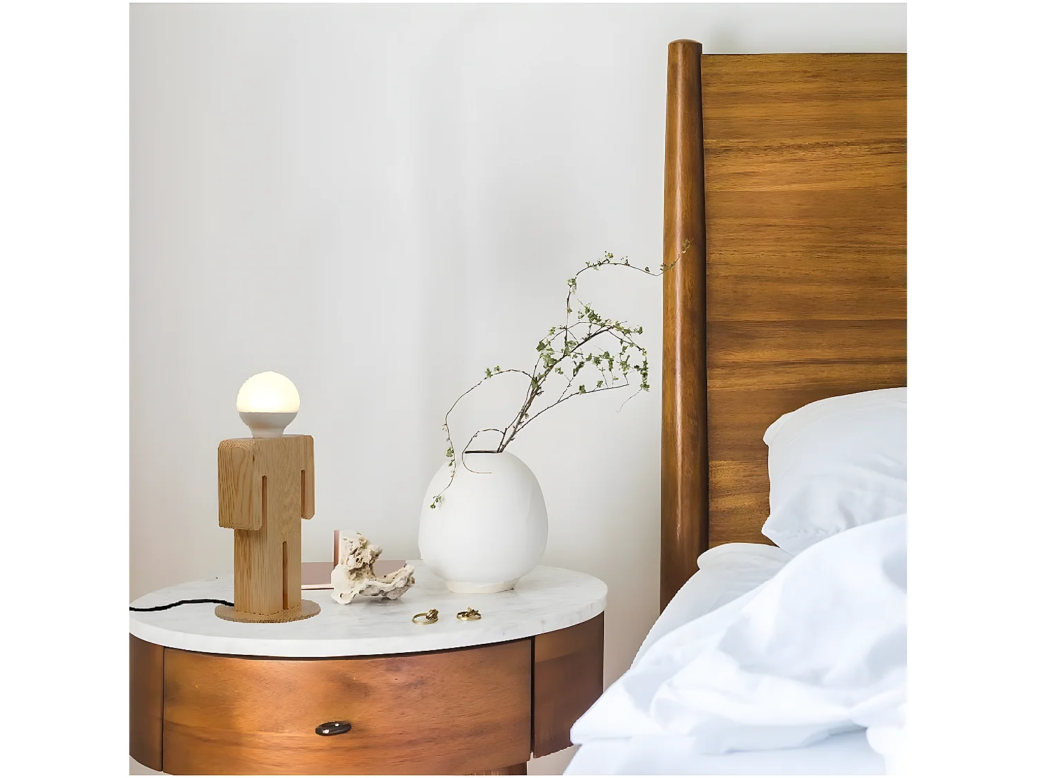 Lampe à Poser Messina, Chêne, 15x16x26 cm, EPIKASA