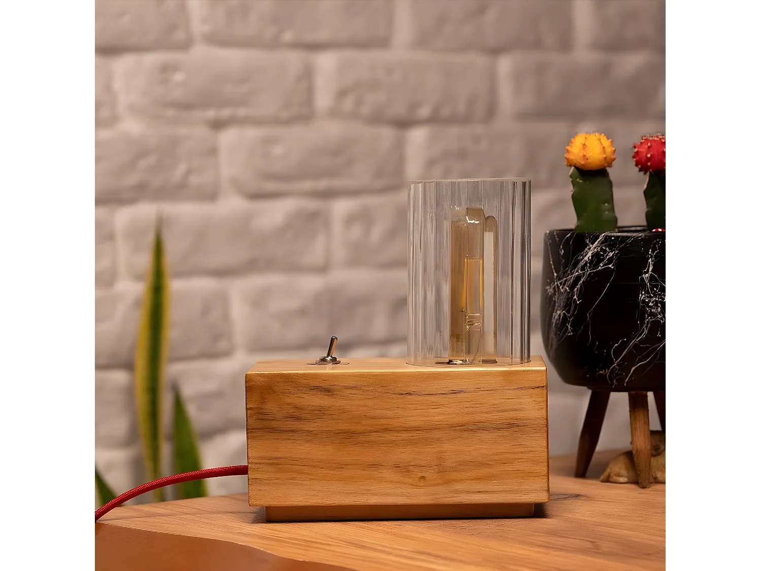 Lampe à Poser Genova, Chêne, 10x19x22 cm, EPIKASA