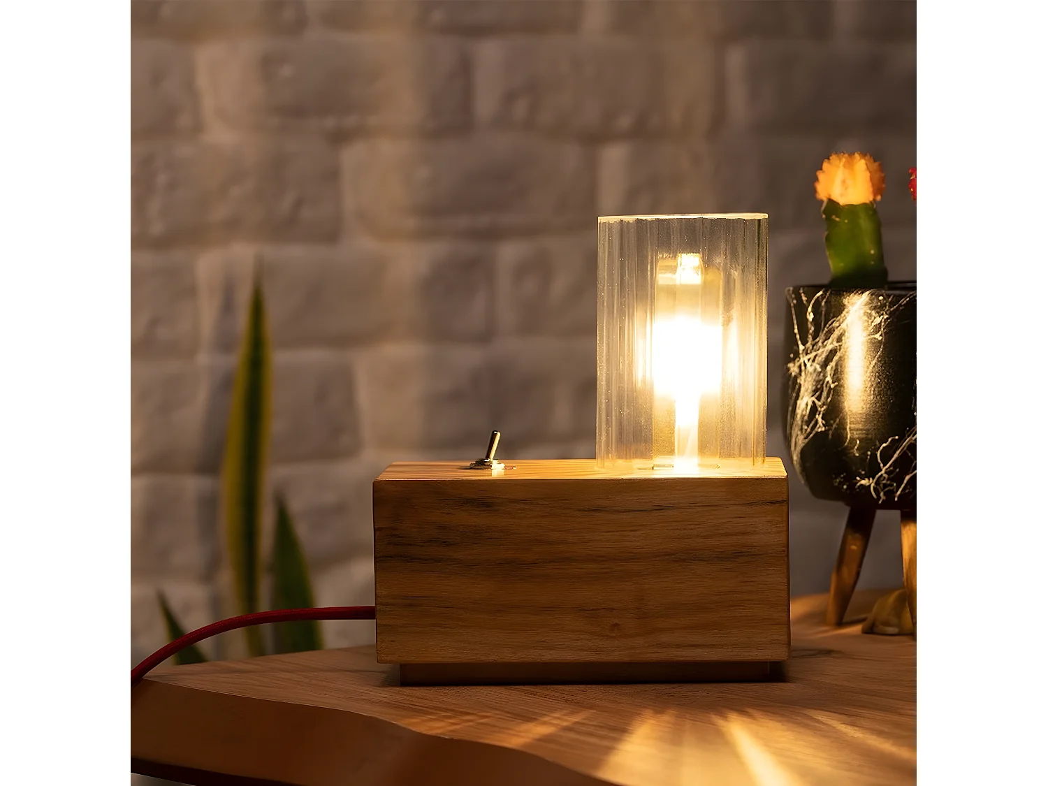 Lampe à Poser Genova, Chêne, 10x19x22 cm, EPIKASA