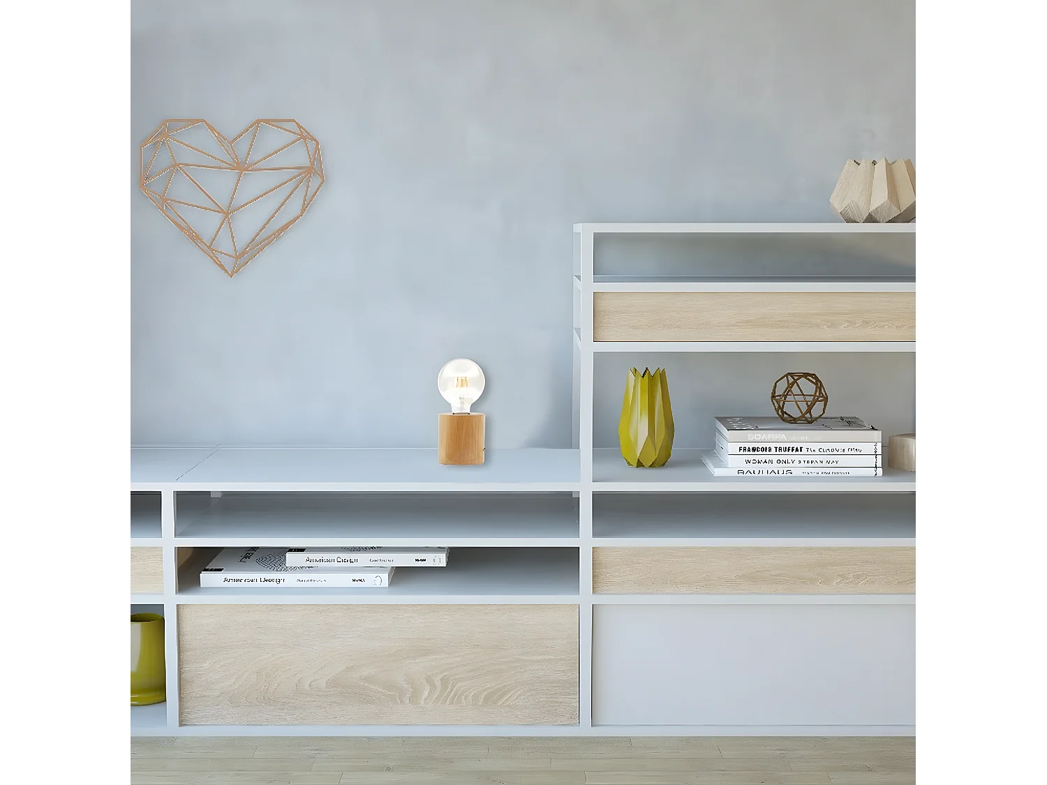 Lampe à Poser Sondrio, Chêne, 10x10x10 cm, EPIKASA