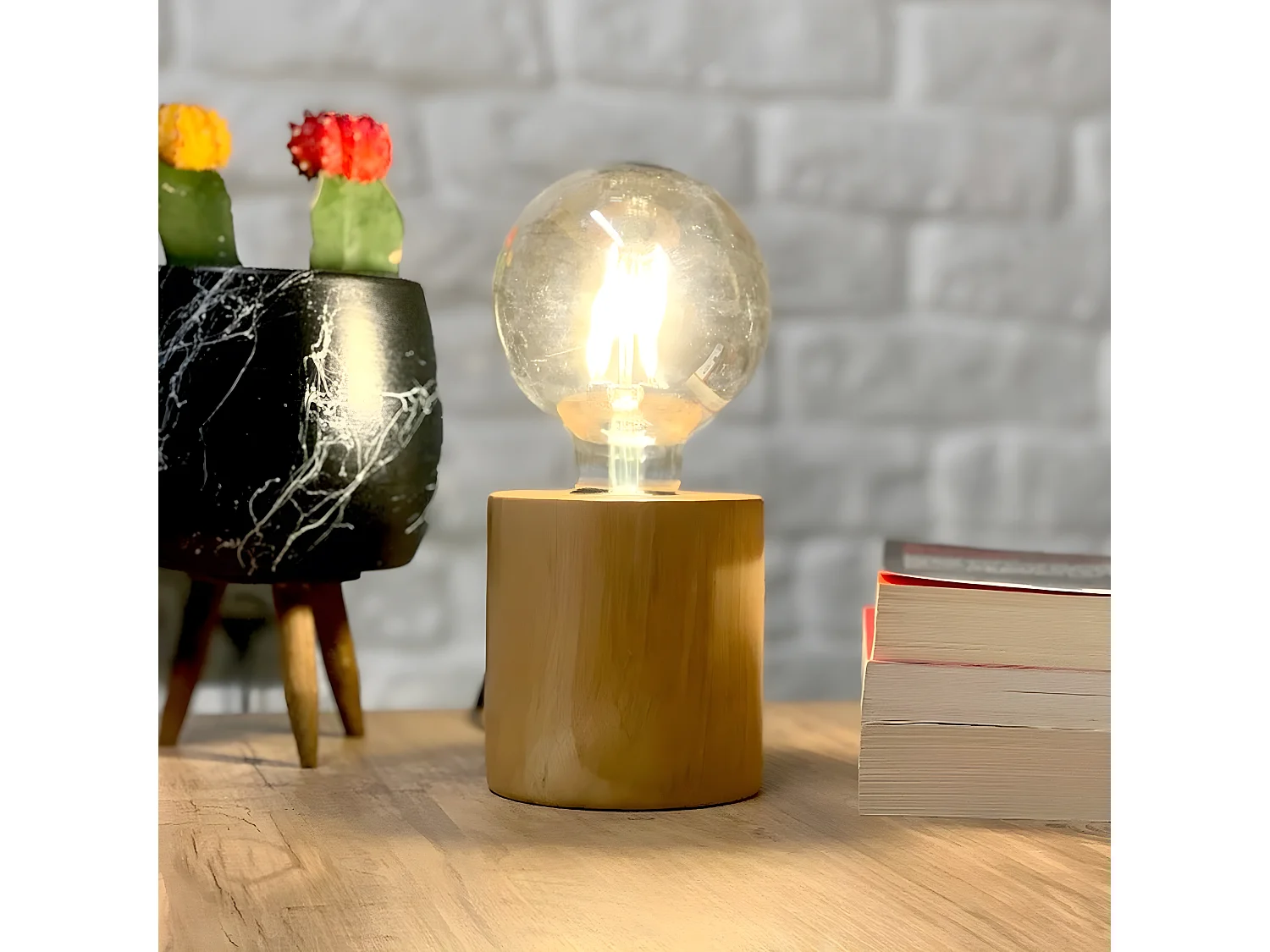 Lampa Stołowa Sondrio, Dąb, 10x10x10 cm, EPIKASA