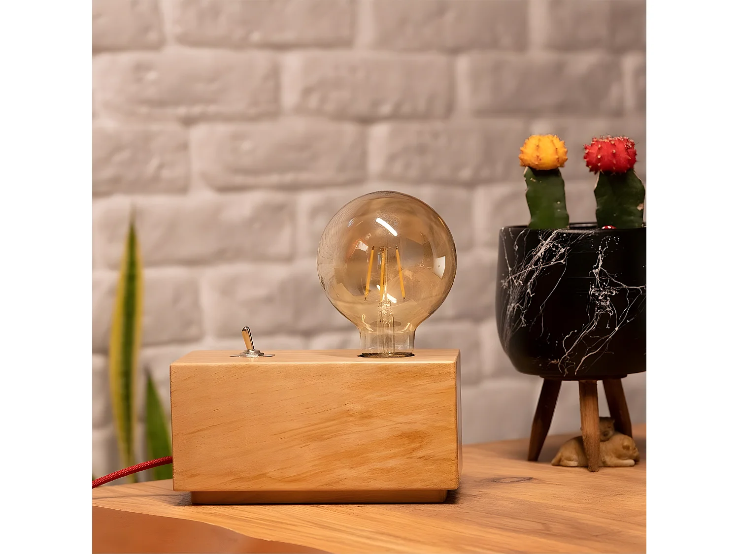 Tafellamp Genova - Eik - 10x19x10 cm - EPIKASA