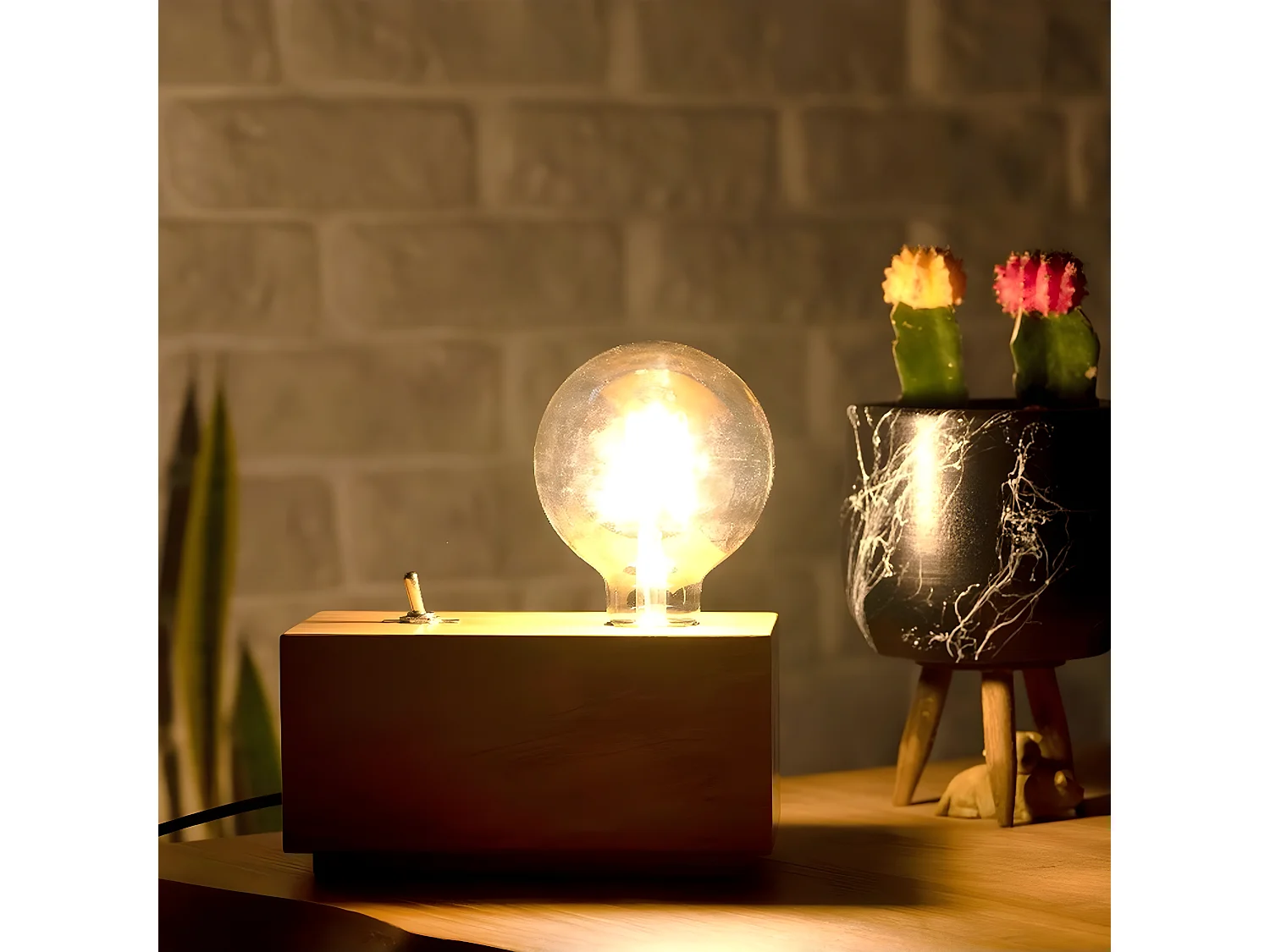 Tafellamp Genova - Eik - 10x19x10 cm - EPIKASA