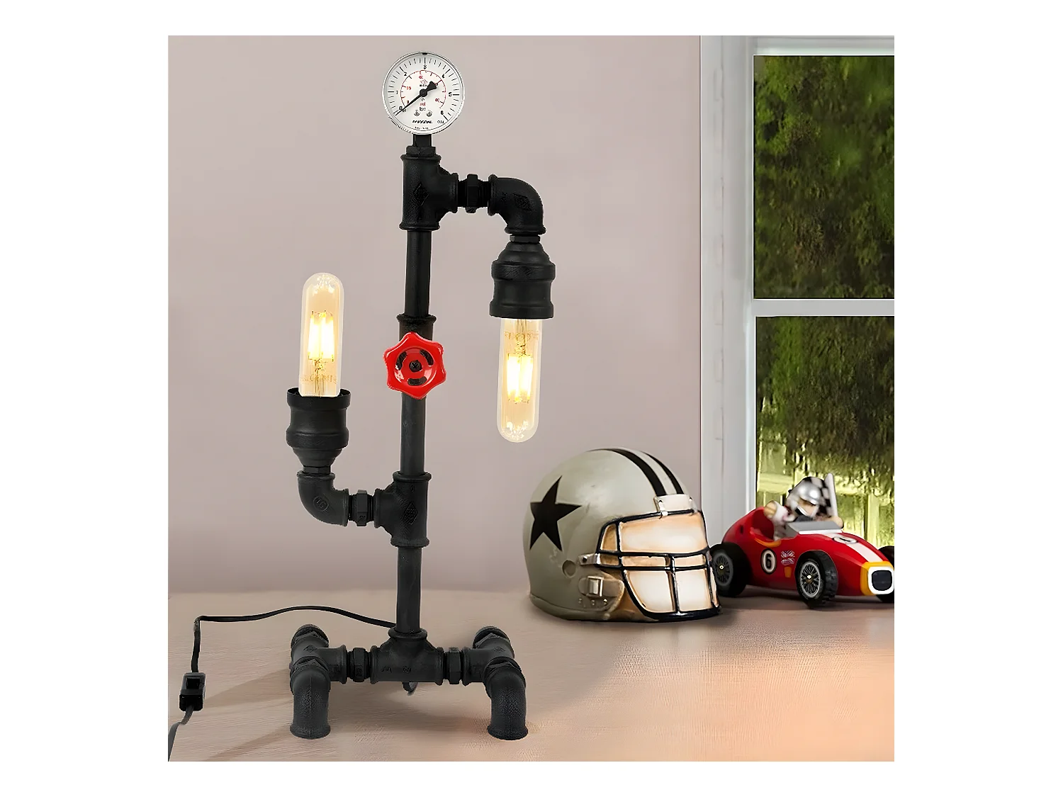 Lampe à Poser Gorizia, Noir, 18x20x52 cm, EPIKASA