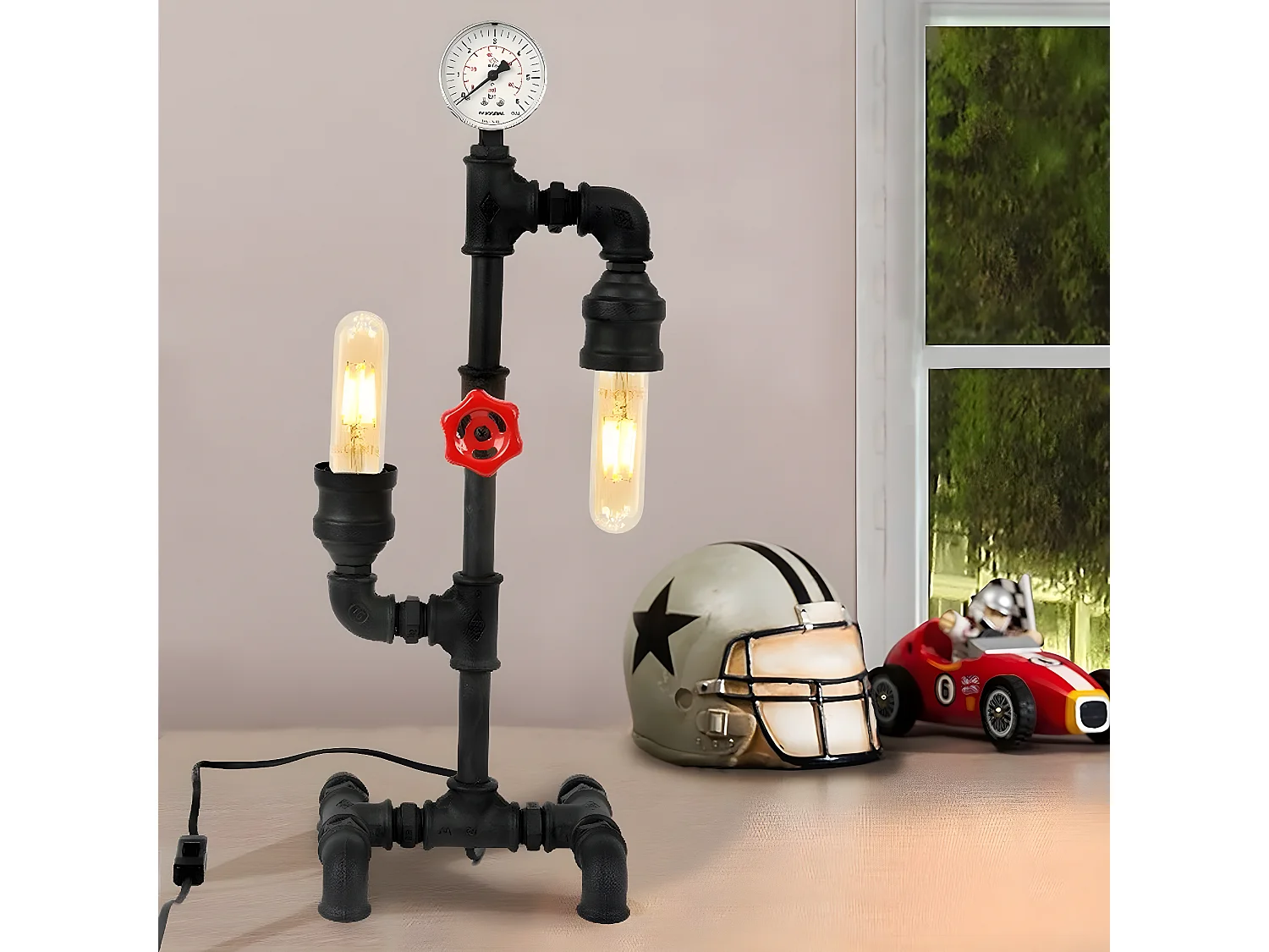 Lampe à Poser Gorizia, Noir, 18x20x52 cm, EPIKASA