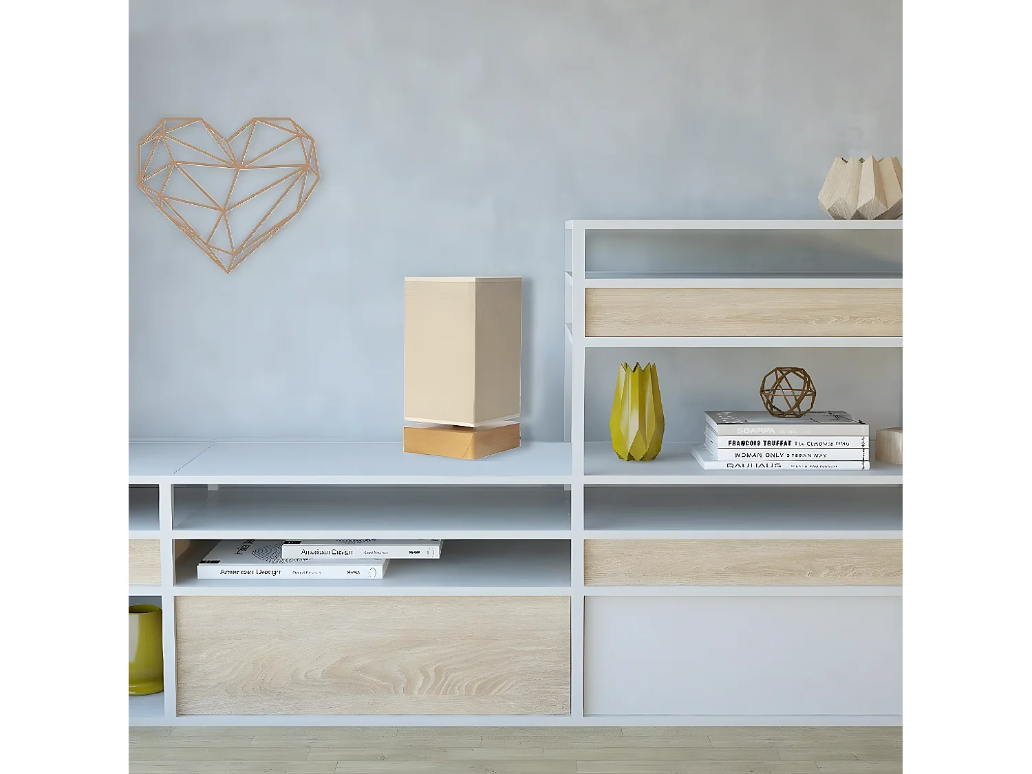 Lampe à Poser Viterbo, Beige, 14x14x27 cm, EPIKASA