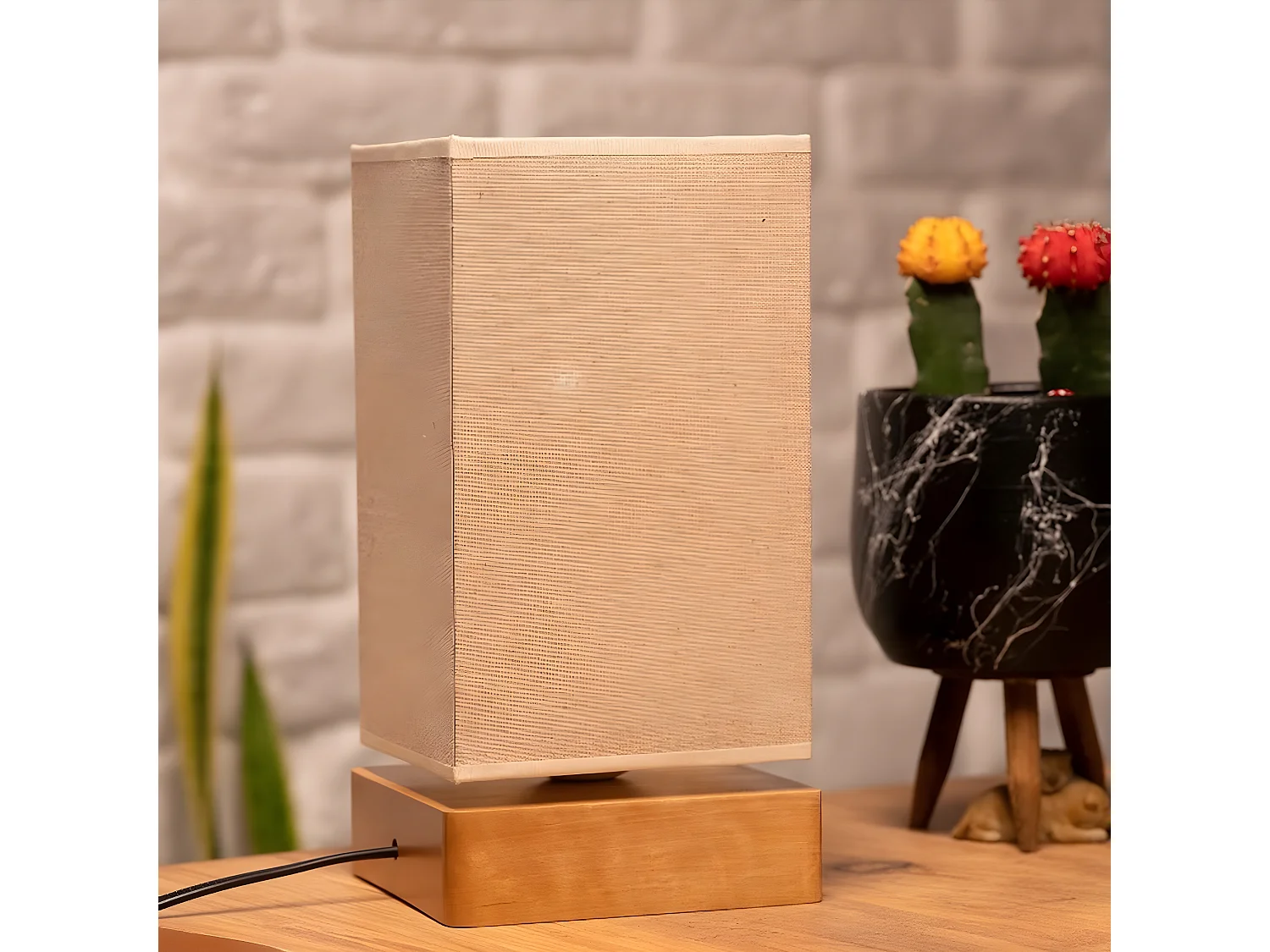 Lampe à Poser Viterbo, Beige, 14x14x27 cm, EPIKASA