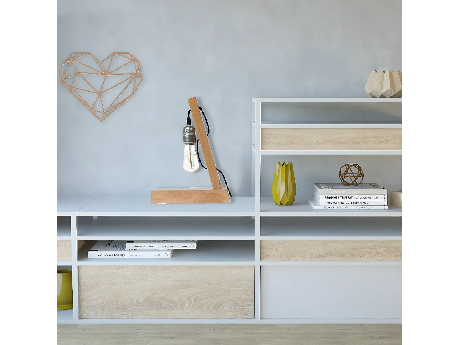 Lámpara de Mesa Genova, Roble, 10x23x30 cm, EPIKASA