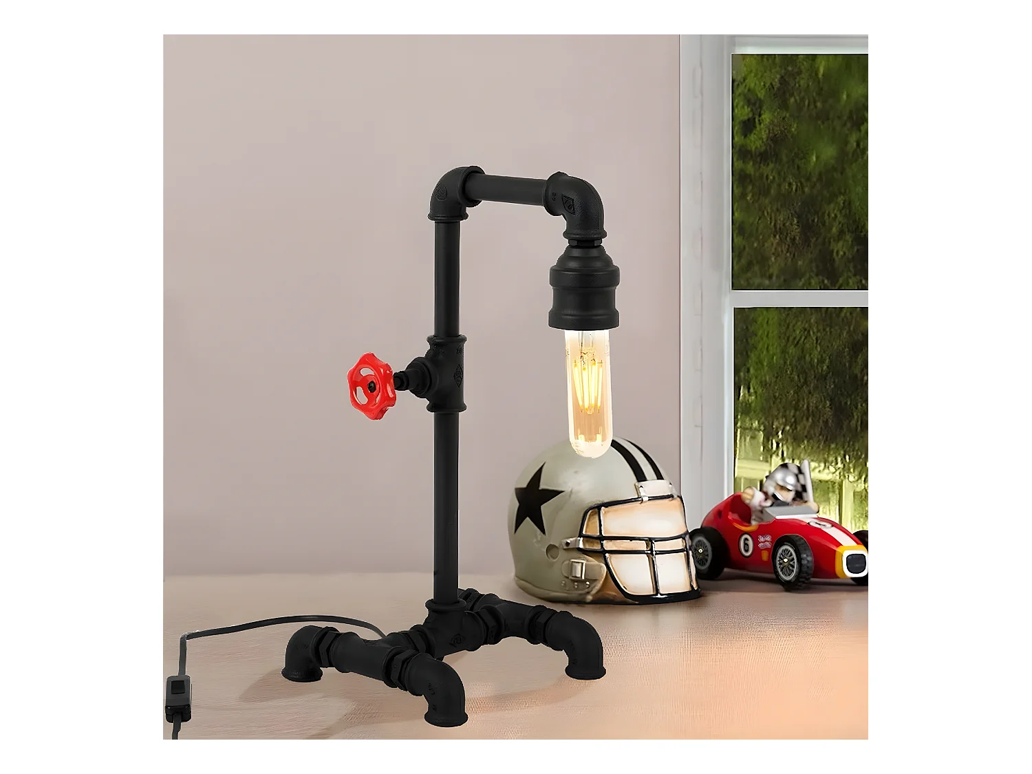 Lampe à Poser Gorizia, Noir, 19x26x39 cm, EPIKASA