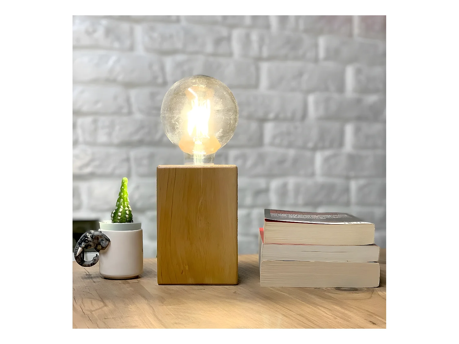 Tafellamp Sondrio - Eik - 10x10x14 cm - EPIKASA