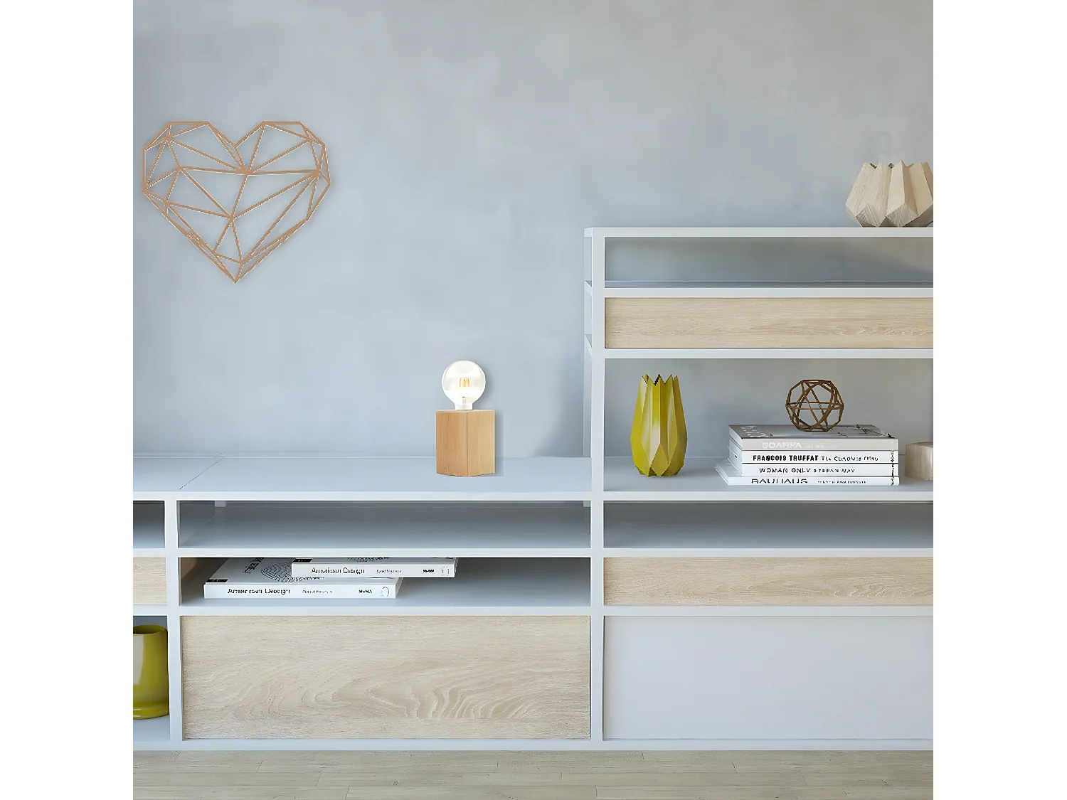 Lampe à Poser Sondrio, Chêne, 10x10x14 cm, EPIKASA