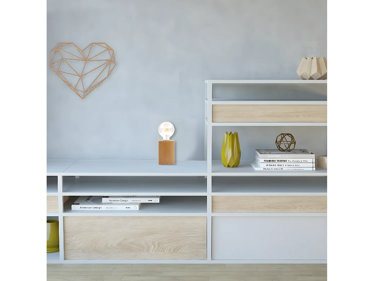 Lampe à Poser Sondrio, Chêne, 10x10x14 cm, EPIKASA