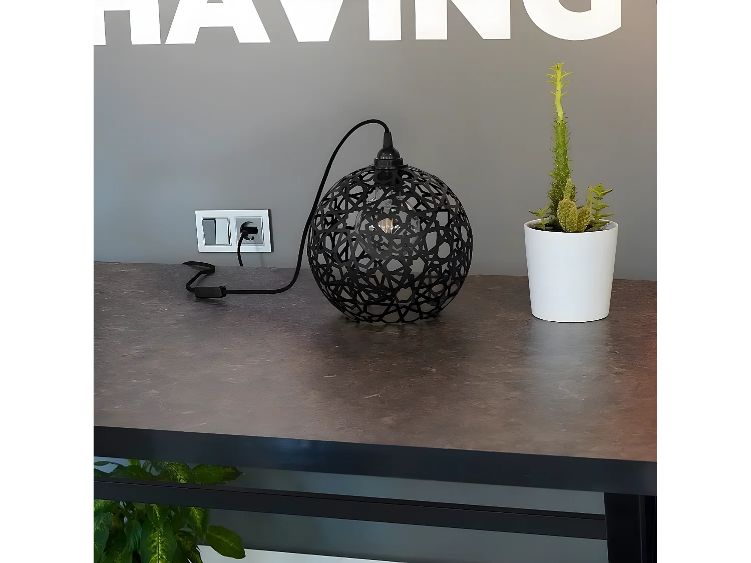 Lampe à Poser Siena, Noir, 20x20x23 cm, EPIKASA