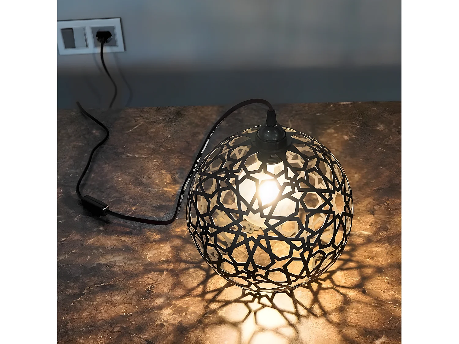 Lampe à Poser Siena, Noir, 20x20x23 cm, EPIKASA