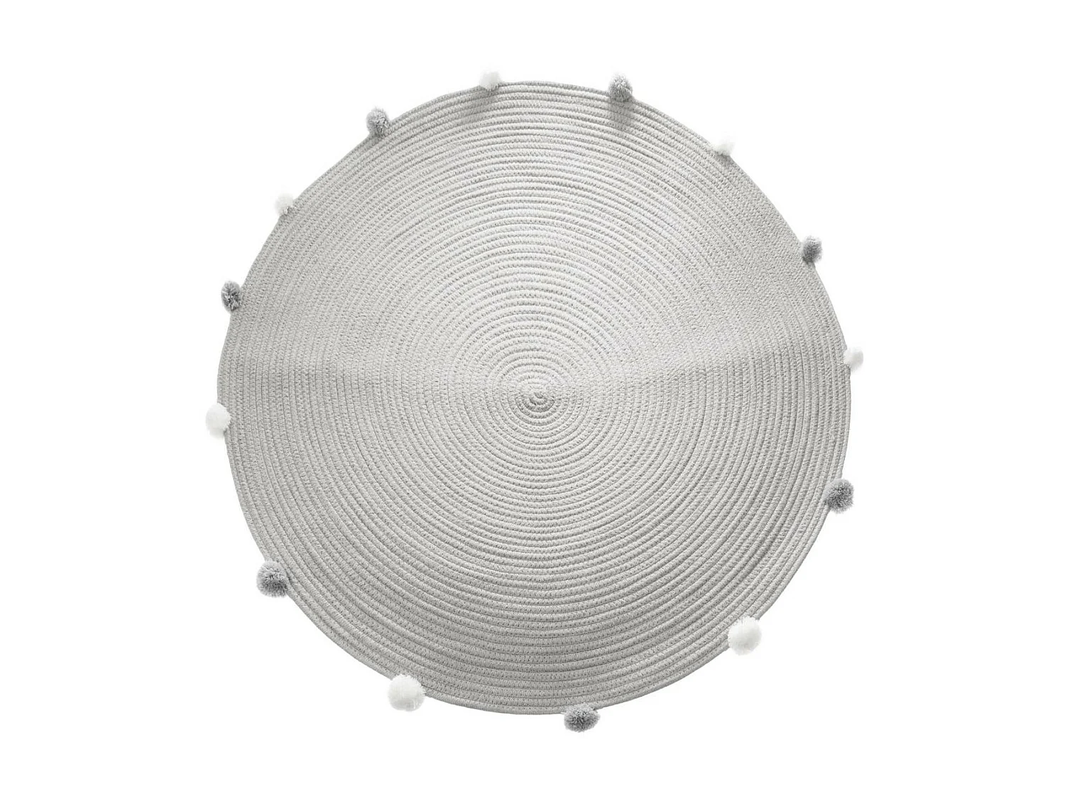 Tapis Déco Enfant "Gros Pompons" 90cm Gris