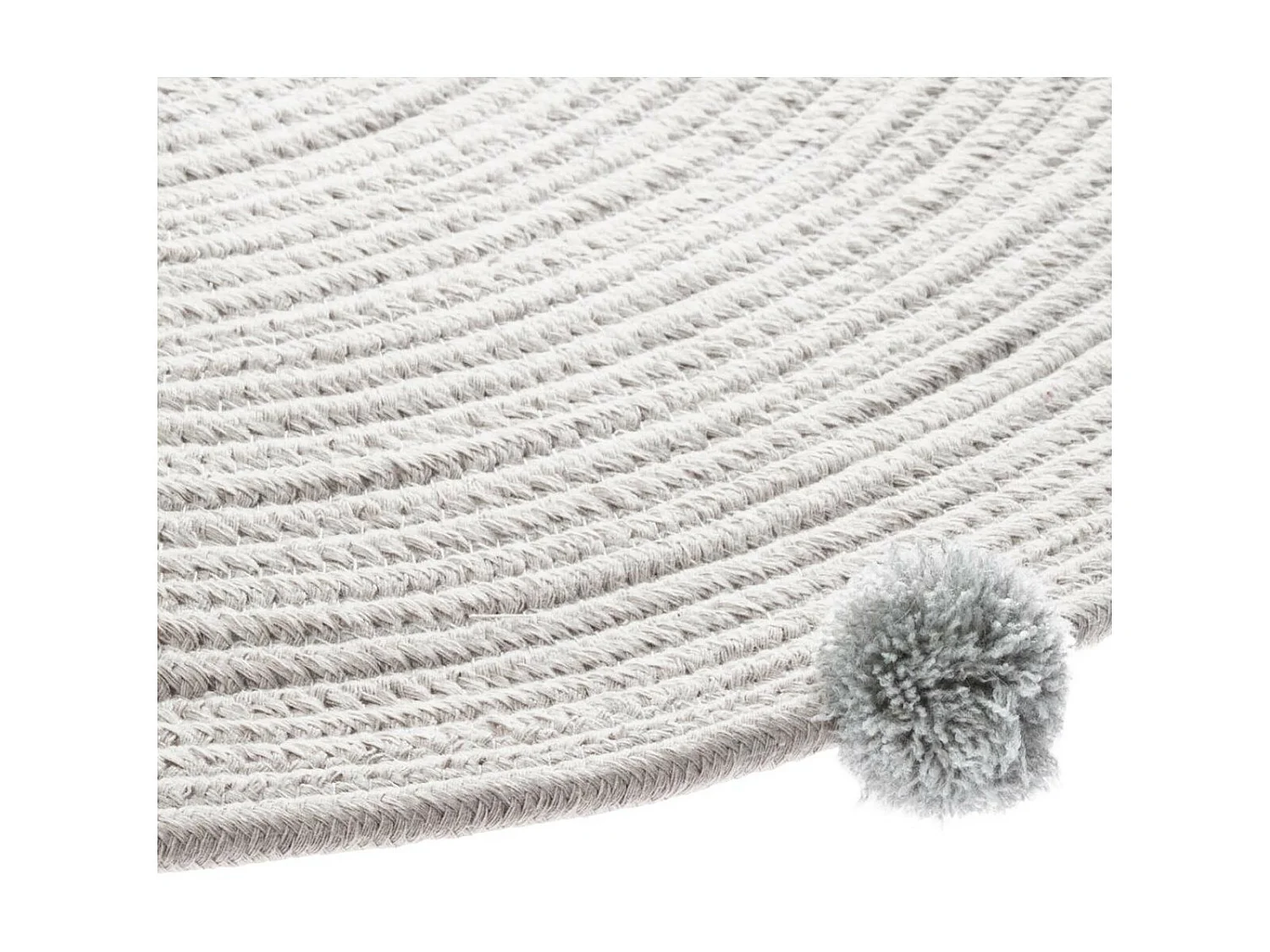Tapis Déco Enfant "Gros Pompons" 90cm Gris
