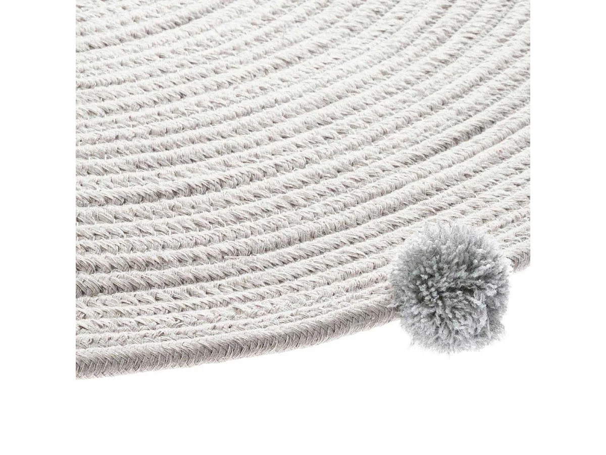 Tapis Déco Enfant "Gros Pompons" 90cm Gris