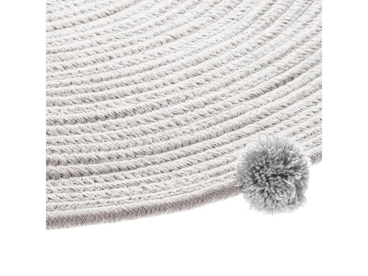 Tapis Déco Enfant "Gros Pompons" 90cm Gris