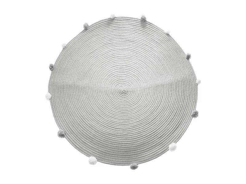 Tapis Déco Enfant "Gros Pompons" 90cm Gri