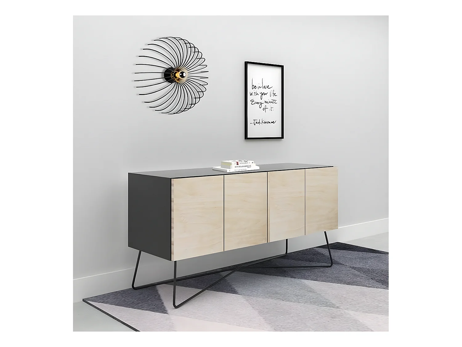 Wandlamp Carrara - Zwart - 56x56x16 cm - EPIKASA