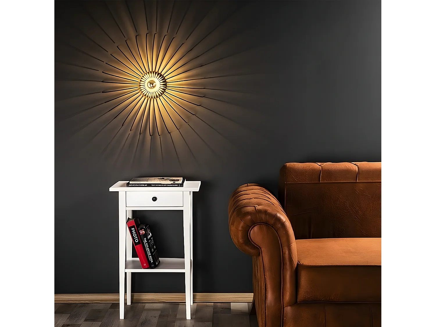 Applique Carrara, Noir, 56x56x16 cm, EPIKASA