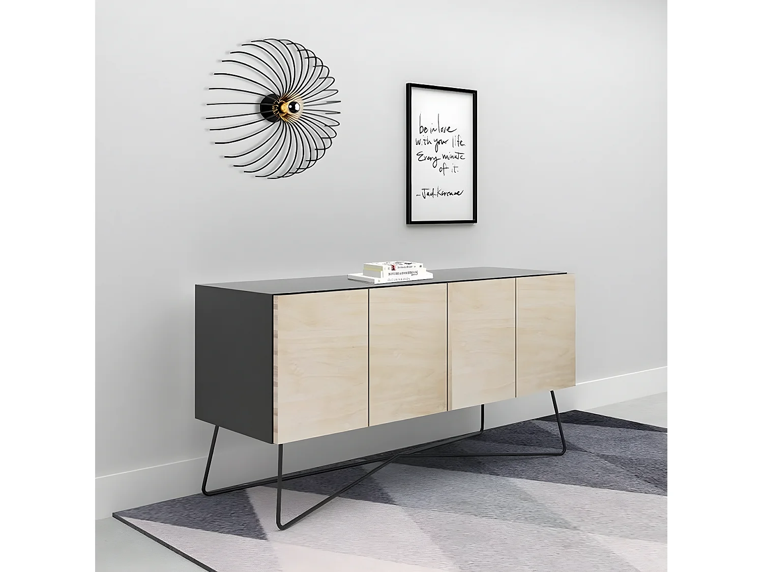 Applique Carrara, Noir, 56x56x16 cm, EPIKASA