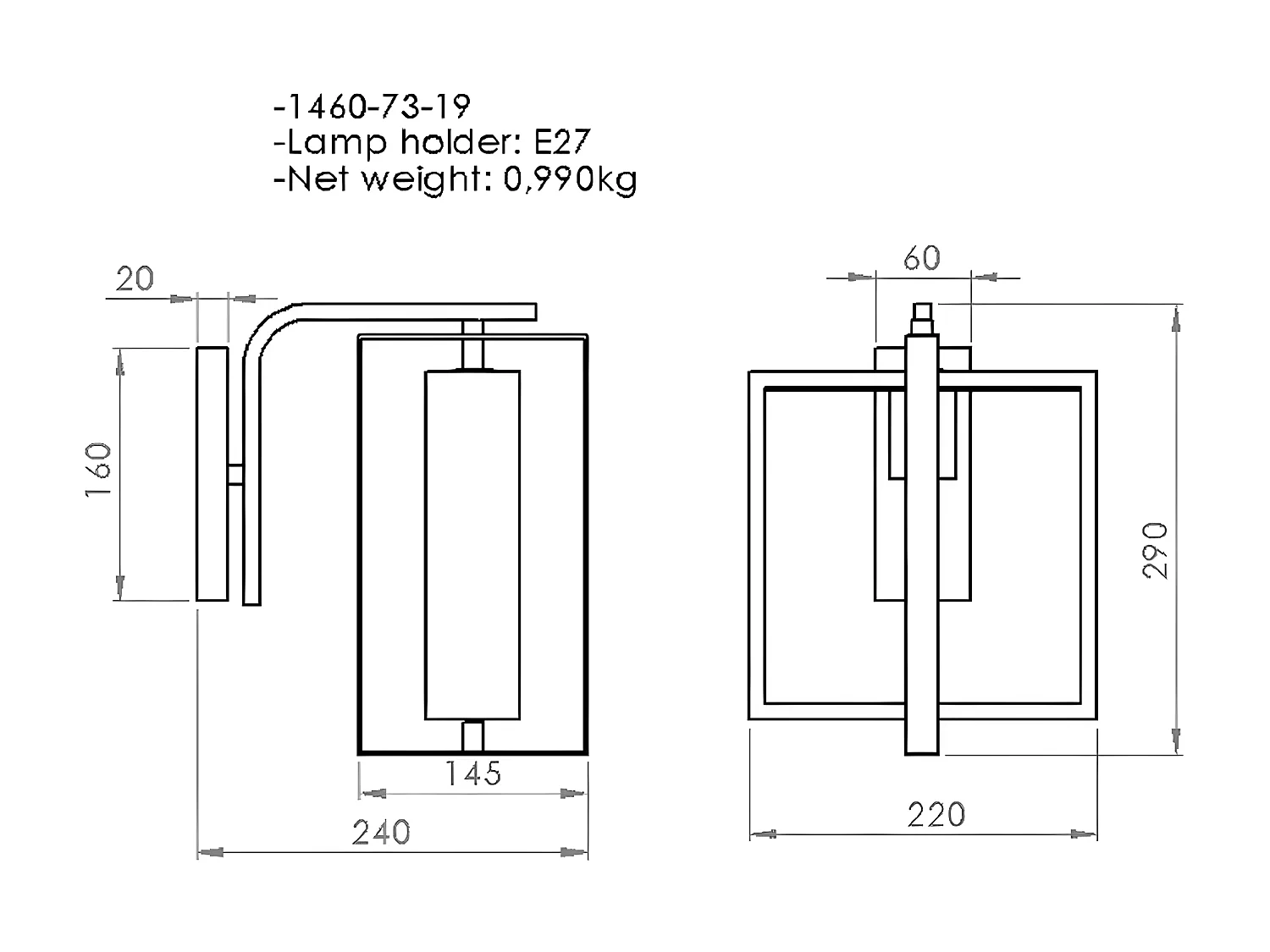 Applique Lecco, Bois, 24x22x29 cm, EPIKASA