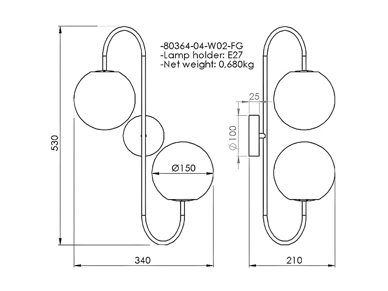 Wandlamp Aosta - Goud - 34x21x53 cm - EPIKASA